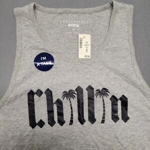 Aeropostale Mens Chillin Palm Tree Graphic Tank Top Heather Gray Size M 6175